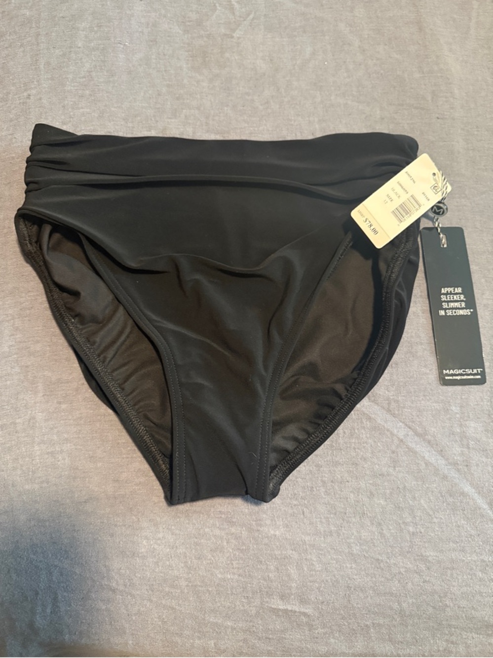 Magicsuit Black High Waist Ruched Bikini Tankini Bottom US 12